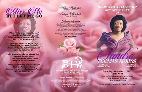 Sister Sandra Adkins - Keepsake Program