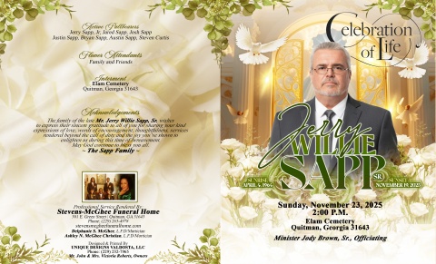 jerry willie sapp - keepsake program