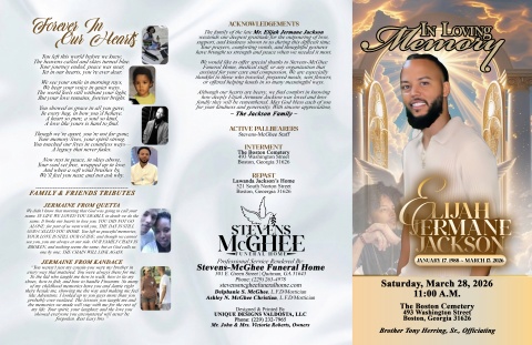 Mr. Elijah Jermane Jackson - Keepsake Program (11x17 - Tri-Fold)