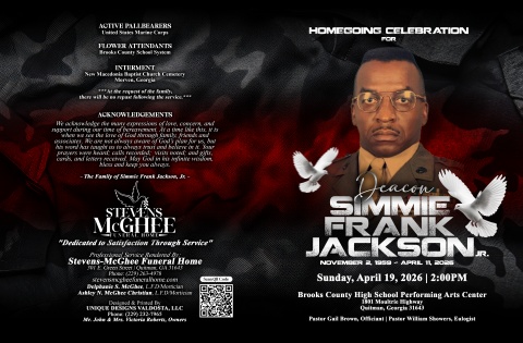 Deacon Simmie Frank Jackson - Keepsake Booklet Program