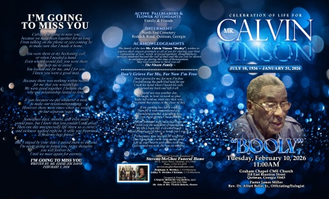 Mr. Calvin Vinson - Booly - Keepsake Program