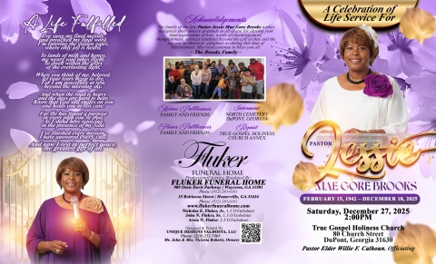 Pastor Jessie Mae Gore Brooks - Keepsake Program