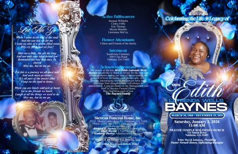 Mrs. Edith Latrenda Wells Baynes - Keepsake Program