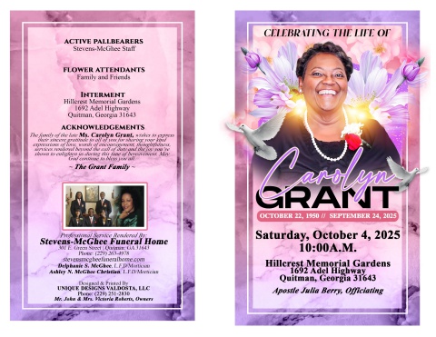 2025 - Ms. Carolyn Grant - Keepsake Program