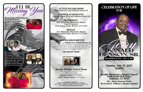2025 - Deacon Jerry Donald Denson, Sr - Keepsake Program