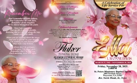 Mrs. Ella Lavonne Davis - Keepsake Program