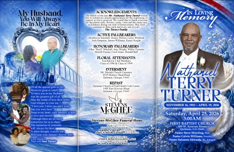 Mr. Nathaniel Terry Turner - Keepsake Program