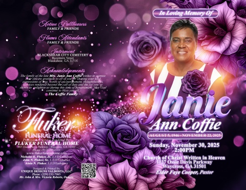 Mrs. Janie Ann Coffie - Keepsake Program