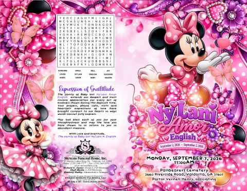 Ny'Lani Amor English - Keepsake Program (8.5x11)