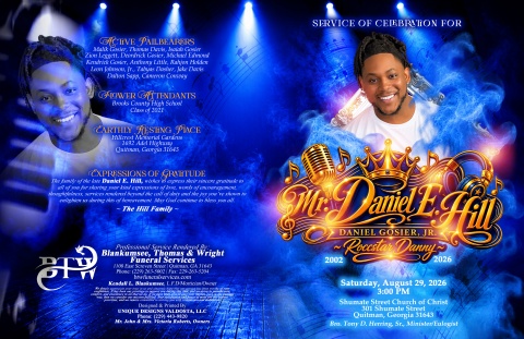 Daniel (Danny) Hill - Keepsake Program (11x17