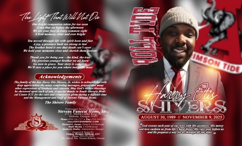 Harry Otis Shivers Jr - Keepsake Program