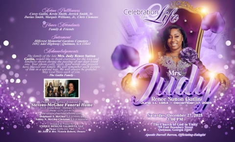 Mrs. Judy Renee Sutton Gatlin - Keepsake Program