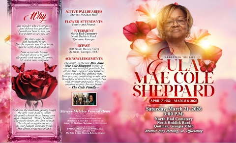 Eula Mae Cole Sheppard - Keepsake Program (8.5x14)
