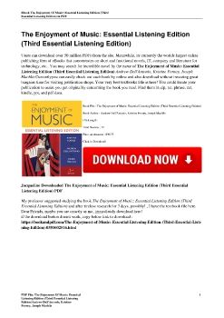 The Enjoyment of Music: Essential Listening Edition (Third Essential Listening Edition)Andrew Dell'Antonio, Kristine Forney, Joseph Machlis