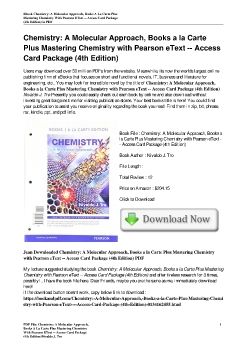 Chemistry: A Molecular Approach, Books a la Carte Plus Mastering Chemistry with Pearson eText -- Access Card Package (4th Edition)Nivaldo J. Tro