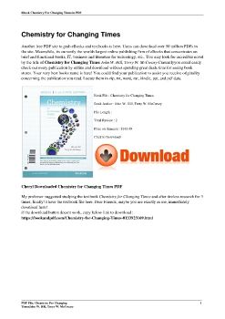 Chemistry for Changing TimesJohn W. Hill, Terry W. McCreary