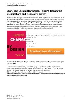 Change by Design: How Design Thinking Transforms Organizations and Inspires InnovationTim Brown