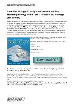 Campbell Biology: Concepts & Connections Plus Mastering Biology with eText -- Access Card Package (8th Edition)Jane B. Reece, Martha R. Taylor, Eric J. Simon, Jean L. Dickey