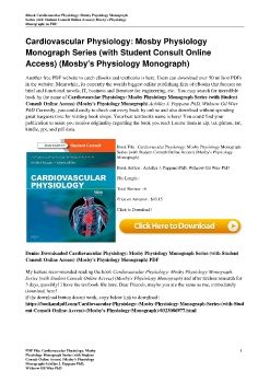 Cardiovascular Physiology: Mosby Physiology Monograph Series (with Student Consult Online Access) (Mosby's Physiology Monograph)Achilles J. Pappano PhD, Withrow Gil Wier PhD