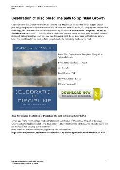 Celebration of Discipline: The path to Spiritual GrowthRichard. J. Foster