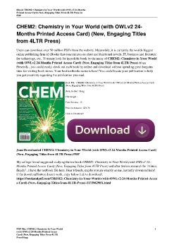 CHEM2: Chemistry in Your World (with OWLv2 24-Months Printed Access Card) (New, Engaging Titles from 4LTR Press)Hogg