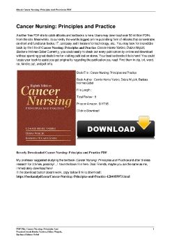 Cancer Nursing: Principles and PracticeConnie Henke Yarbro, Debra Wujcik, Barbara Holmes Gobel