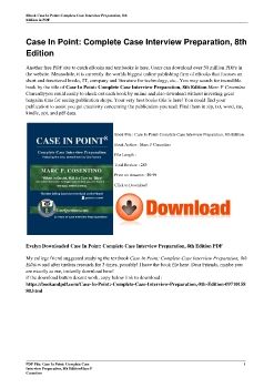 Case In Point: Complete Case Interview Preparation, 8th EditionMarc P Cosentino