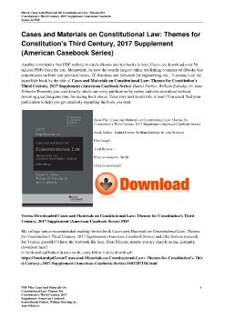 Cases and Materials on Constitutional Law: Themes for Constitution's Third Century, 2017 Supplement (American Casebook Series)Daniel Farber, William Eskridge Jr, Jane Schacter