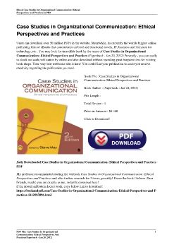 Case Studies in Organizational Communication: Ethical Perspectives and Practices(Paperback - Jan 20, 2012)