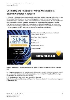 Chemistry and Physics for Nurse Anesthesia: A Student-Centered ApproachDavid Shubert PhD