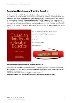 Canadian Handbook of Flexible BenefitsRobert J. McKay, Hewitt Associates