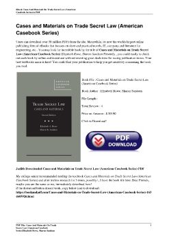 Cases and Materials on Trade Secret Law (American Casebook Series)Elizabeth Rowe, Sharon Sandeen