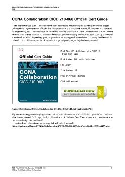 CCNA Collaboration CICD 210-060 Official Cert GuideMichael H. Valentine