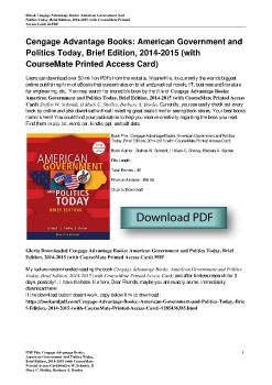 Cengage Advantage Books: American Government and Politics Today, Brief Edition, 2014-2015 (with CourseMate Printed Access Card)Steffen W. Schmidt, II Mack C. Shelley, Barbara A. Bardes