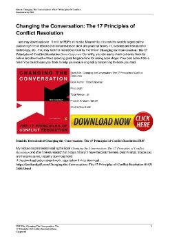 Changing the Conversation: The 17 Principles of Conflict ResolutionDana Caspersen