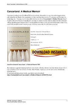 Cancerland: A Medical MemoirDavid Scadden, Michael D'Antonio