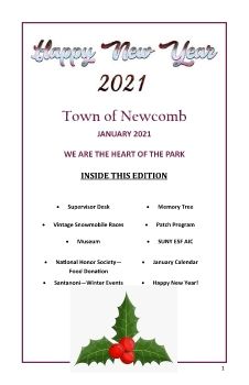 Town of Newcomb Newsletter - January 2021