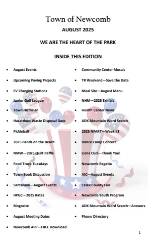 Town of Newcomb Newsletter - August 2025