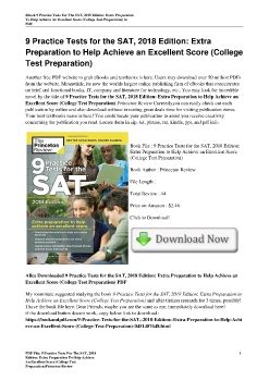 9 Practice Tests for the SAT, 2018 Edition: Extra Preparation to Help Achieve an Excellent Score (College Test Preparation)Princeton Review