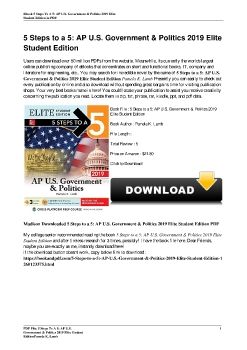 5 Steps to a 5: AP U.S. Government & Politics 2019 Elite Student EditionPamela K. Lamb