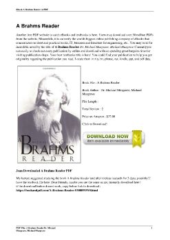 A Brahms ReaderDr. Michael Musgrave, Michael Musgrave