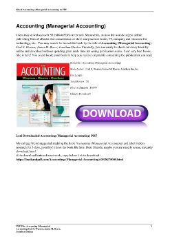 Accounting (Managerial Accounting)Carl S. Warren, James M. Reeve, Jonathan Duchac