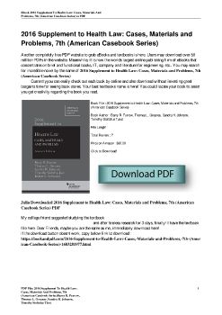 2016 Supplement to Health Law: Cases, Materials and Problems, 7th (American Casebook Series)Barry R. Furrow, Thomas L. Greaney, Sandra H. Johnson, Timothy Stoltzfus TJost