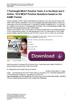 7 Full-length MCAT Practice Tests: 5 in the Book and 2 Online: 1610 MCAT Practice Questions based on the AAMC FormatThe MCAT-prep.com team of authors and editors