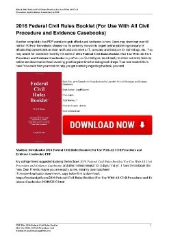 2016 Federal Civil Rules Booklet (For Use With All Civil Procedure and Evidence Casebooks)LegalPub.com