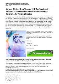 Abrams Clinical Drug Therapy 11th Ed. /Lippincott Photo Atlas of Medication Administration 5th Ed.: Rationales for Nursing PracticeLippincott Williams & Wilkins, Geralyn, R.N. Frandsen, Sandra Smith, Ph.D., R.N. Pennington, Pamela, R.N. Lynn