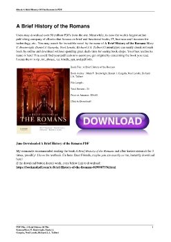 A Brief History of the RomansMary T. Boatwright, Daniel J. Gargola, Noel Lenski, Richard J.A. Talbert