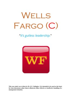 Wells Fargo Bank (C) Case Study