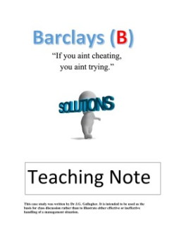 Barclays Bank (B) Teaching Note