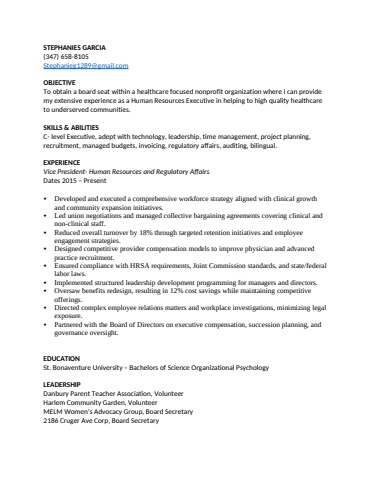 Danbury Consolidated Board Profiles